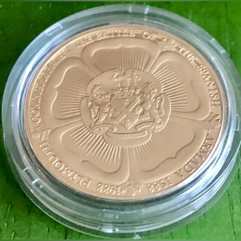 1588 1988 Gold Plated Plymouth Commemorates DESTRUCTION Of The SPANISH ARMADA